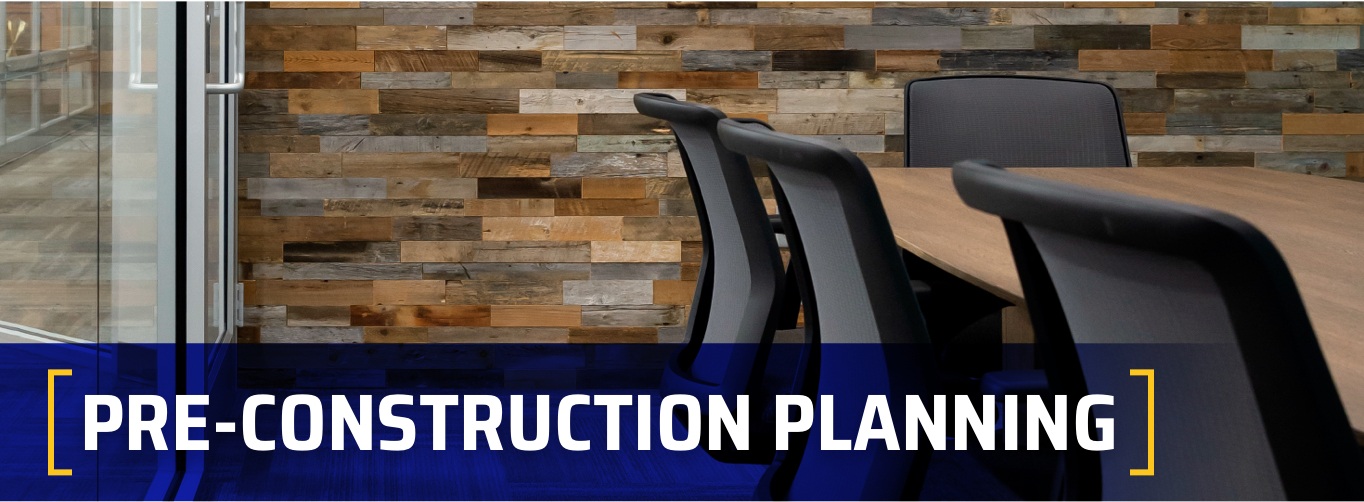  Pre-Construction Planning at Witwer Construction. Interior of Witwer Construction project commercial office.