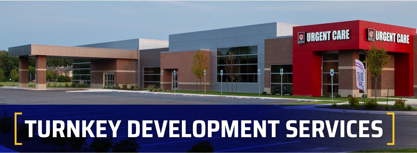 Turnkey Development Services at Witwer Construction. Exterior of IU Health Witwer Construction project.